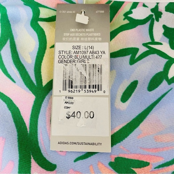 Adidas Tropical Print Tank Romper Size 14 - Picture 6 of 8